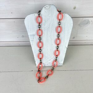 J Crew Orange and Bronze Chain Link Necklace